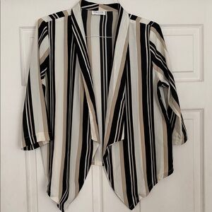 Emilia Striped Open Front Light Material Jacket Blazer L